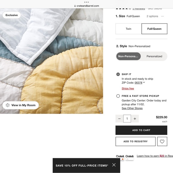 Crate&Barrel Multicolor Quilt Set - Picture 2 of 3